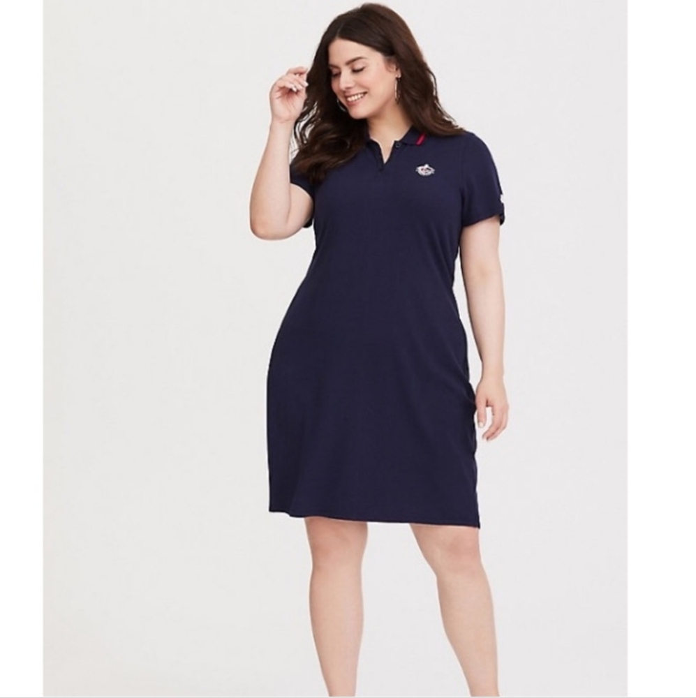 New Torrid X Hello Kitty Plus Size Navy Blue Polo Midi Dress 2X